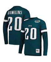 Men's Mitchell & Ness Brian Dawkins Midnight Green Philadelphia Eagles Retired Player Name and Number Long Sleeve Top