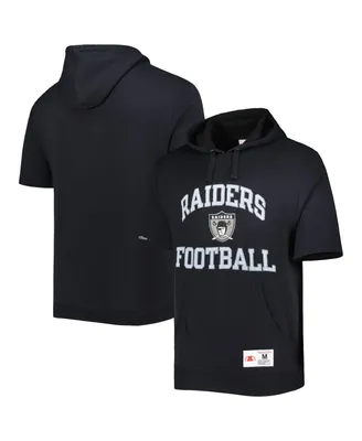 Men's Mitchell & Ness Black Las Vegas Raiders Washed Short Sleeve Pullover Hoodie