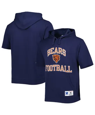 Men's Mitchell & Ness Navy Chicago Bears Washed Short Sleeve Pullover Hoodie