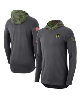 Men's Nike Anthracite Oregon Ducks Military-Inspired Long Sleeve Hoodie T-shirt