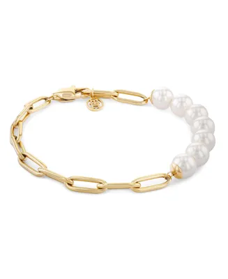 Tommy Hilfiger Imitation Pearl and Paperclip Chain Bracelet