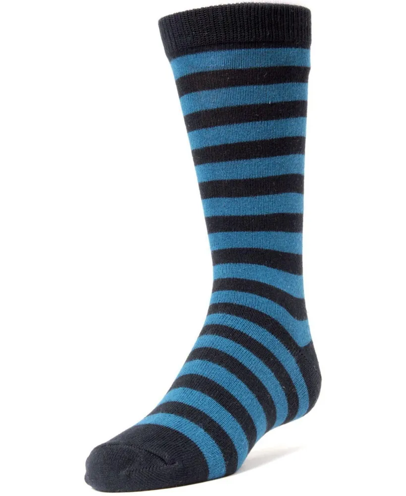 Boy's Two Color Striped Cotton Blend Dress Socks