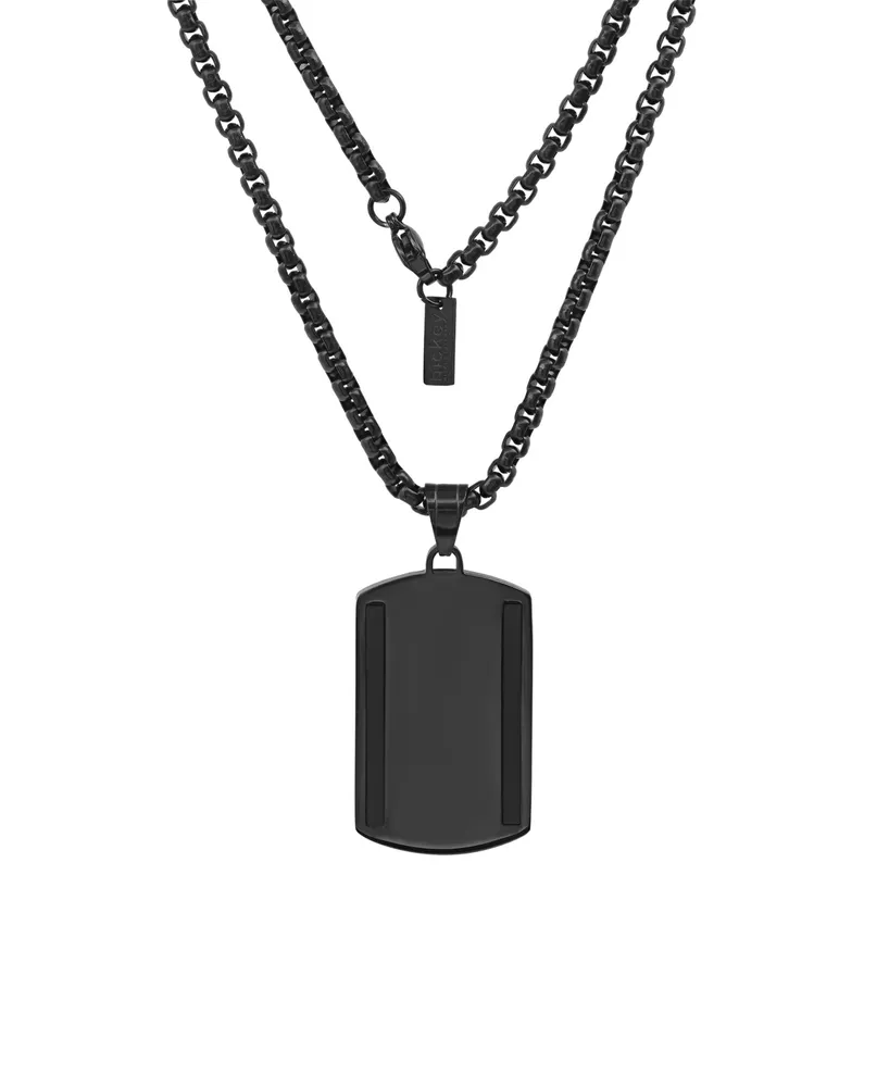 Hmy Jewelry Hematite Dog Tag Pendant Necklace