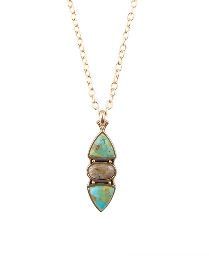 Barse Genuine Turquoise and Genuine Labradorite Pendant Necklace