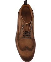 Taft Men's Mack Handcrafted Burnished Suede Leather Wingtip Brogue Dress Lace-up Boots