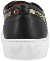 Taft Men's Jack Handcrafted Leather and Floral Jacquard Low Top Casual Lace-up Sneakers