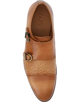 Taft Men's Lucca Embossed Floral Leather Monk Strap Dress Shoes