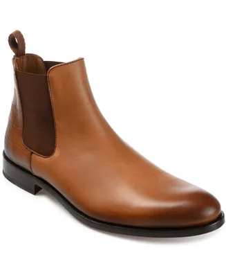 Taft Men's Hiro Leather and Embossed Croc Detailing Chelsea Boots