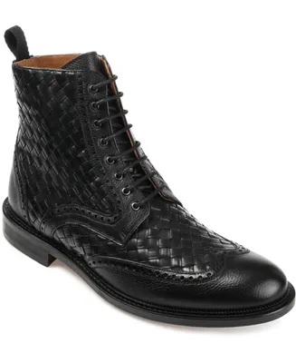 Taft Men's Saint Handwoven Leather Wingtip Dress Boots