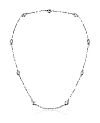 Genevive Sterling Silver Clear Cubic Zirconia Necklace