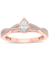 Diamond Pear Twist Engagement Ring (1/2 ct. t.w.) 14k White, Yellow or Rose Gold