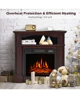 32" 1400W Electric Fireplace Mantel Tv Stand Space Heater W/ Shelf