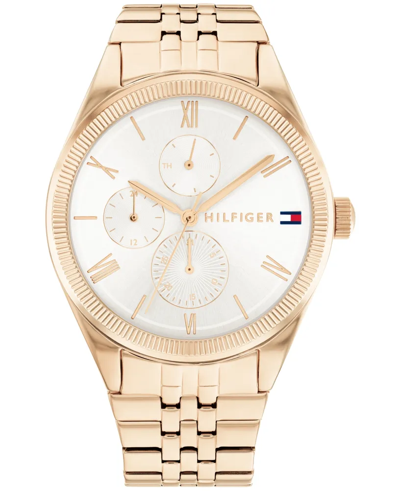 Tommy Hilfiger Women's Multifunction Carnation Gold-Tone Stainless Steel Bracelet Watch 38mm