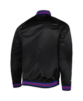 Men's Mitchell & Ness Black Chicago Cubs Satin Raglan Full-Snap Varsity Jacket