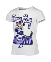 Girls Youth White Tampa Bay Lightning Mickey Mouse Go Team Go T-shirt