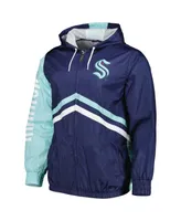 Men's Mitchell & Ness Deep Sea Blue Seattle Kraken Undeniable Full-Zip Windbreaker