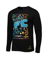 Men's Mitchell & Ness Black Charlotte Fc Papel Picado Long Sleeve T-shirt