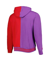 Men's Mitchell & Ness Purple, Red Toronto Raptors Hardwood Classics Split Pullover Hoodie
