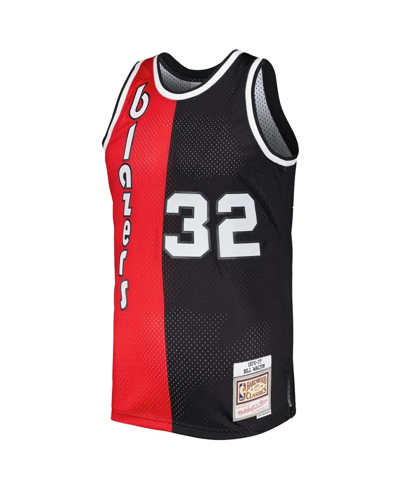 Men's Mitchell & Ness Bill Walton Red, Black Portland Trail Blazers Hardwood Classics 1976-77 Split Swingman Jersey