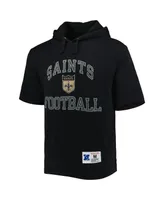 Men's Mitchell & Ness Black New Orleans Saints Washed Short Sleeve Pullover Hoodie