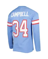 Men's Mitchell & Ness Earl Campbell Light Blue Houston Oilers 1984 Retired Player Name and Number Long Sleeve T-shirt