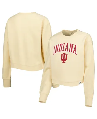 Women's League Collegiate Wear Cream Indiana Hoosiers Classic Campus Corded Timber Sweatshirt