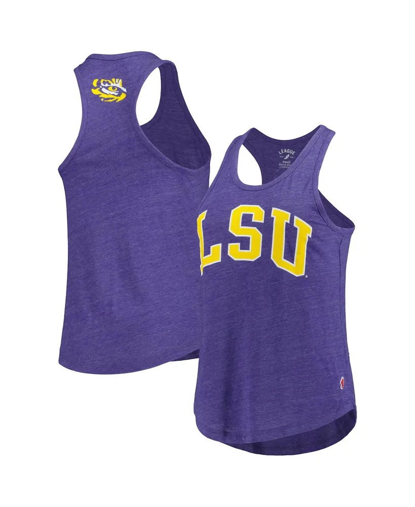 Women's League Collegiate Wear Heather Purple Lsu Tigers Two-Hit Intramural Tri-Blend Scoop Neck Racerback Tank Top