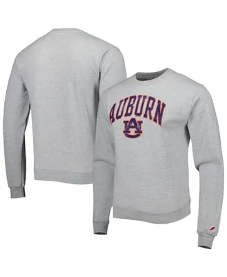 Men's League Collegiate Wear Heather Gray Auburn Tigers 1965 Arch Essential Fleece Pullover Sweatshirt