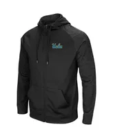 Men's Colosseum Black Ucla Bruins Blackout 3.0 Tonal Raglan Full-Zip Hoodie