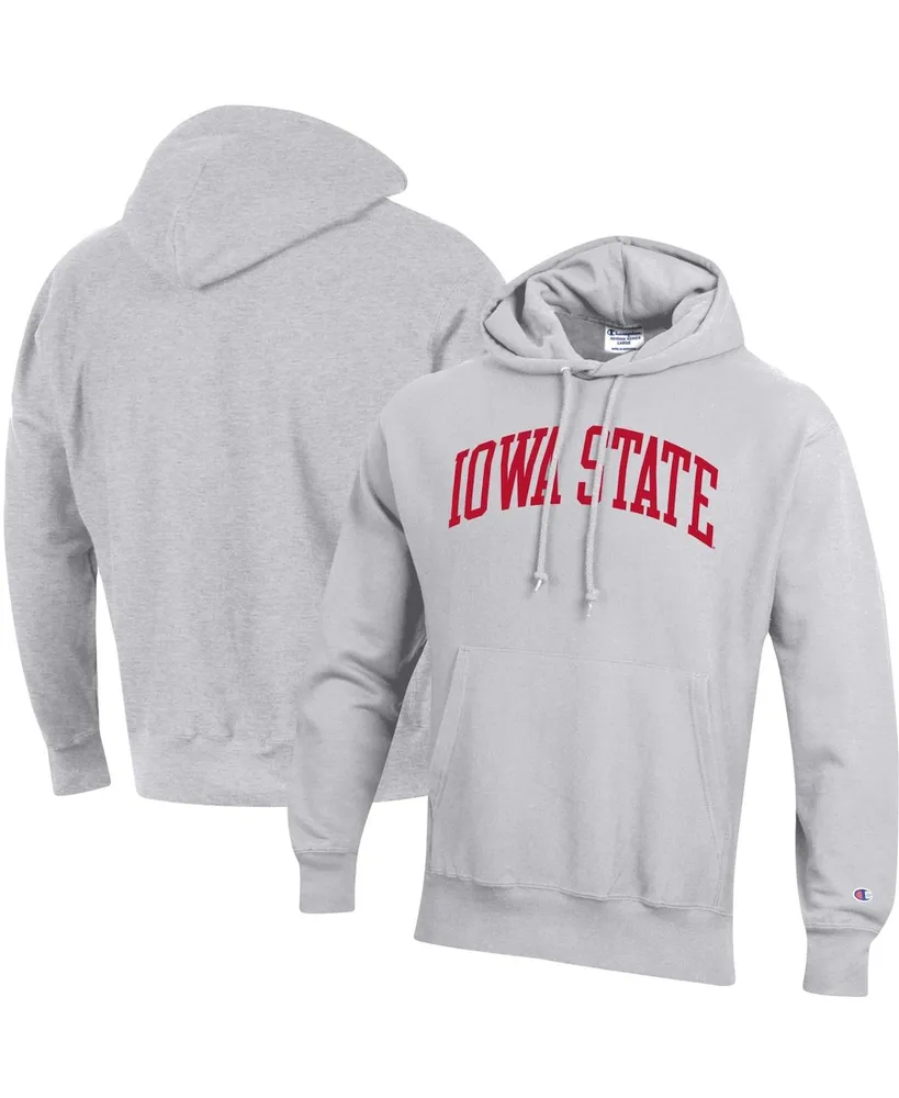 Men's Champion Heathered Gray Iowa State Cyclones Team Arch Reverse Weave Pullover Hoodie