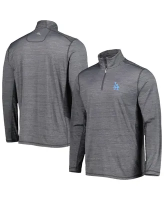 Men's Tommy Bahama Gray Los Angeles Dodgers Delray IslandZone Half-Zip Top