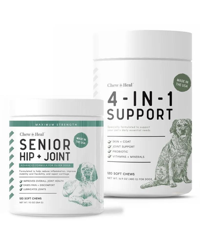 Chew + Heal MaxProtect Senior Hip + Joint Support, Dog Supplement & Multivitamin