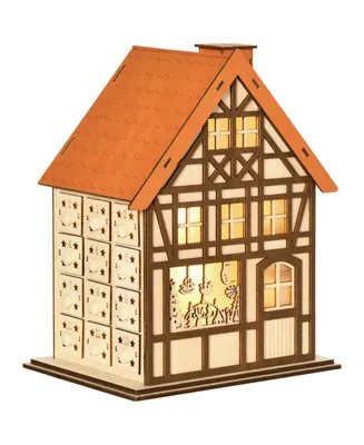 Homcom Wooden Christmas Advent Calendar House with 24 Drawers and Lights