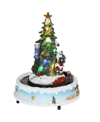 Homcom Animated Christmas Village Scene Rotating Train and Santa Claus