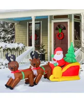 Homcom 7ft Christmas Inflatable Santa with Sleigh Outdoor Blow-Up Decoration - Multi