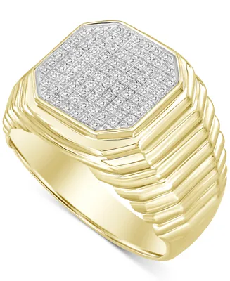 Men's Diamond Octagon Cluster Ring (1/4 ct. t.w.) in 10k Gold