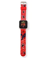 Marvel Children's Spiderman Light Emitting Diode Red Silicone Strap Watch 32mm