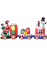 Outsunny 8' Inflatable Christmas Train with Santa Claus Outdoor Yard Display