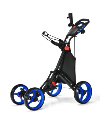 Folding 4 Wheels Golf Push Cart W/Bag Scoreboard Adjustable Handle