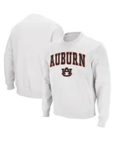 Men's Colosseum White Auburn Tigers Arch and Logo Crew Neck Sweatshirt