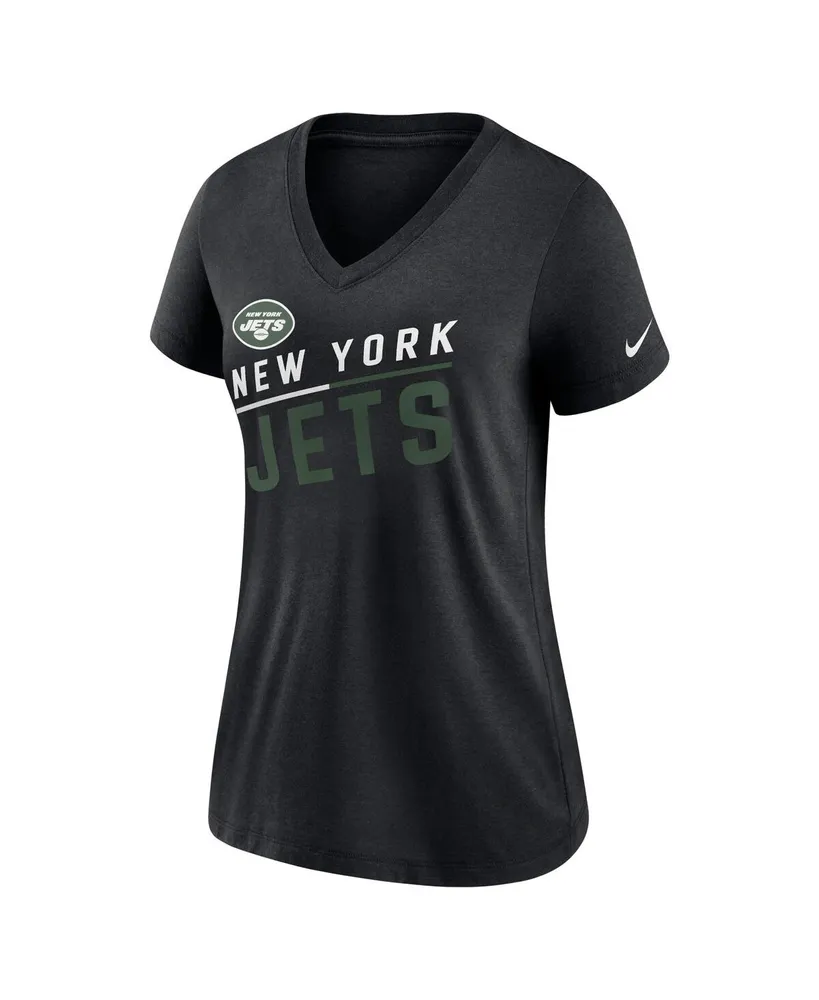 Women's Nike Black New York Jets Slant Logo Tri-Blend V-Neck T-shirt