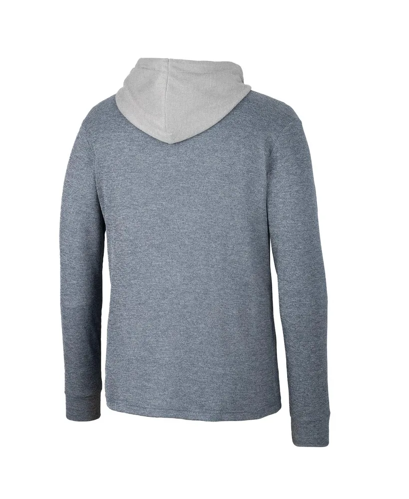 Men's Colosseum Navy Cal Bears Ballot Waffle-Knit Thermal Long Sleeve Hoodie T-shirt