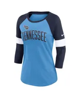 Women's Nike Tennessee Titans Light Blue and Heather Navy Football Pride Raglan 3/4-Sleeve T-shirt