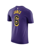 Men's Jordan LeBron James Purple Los Angeles Lakers 2022/23 Statement Edition Name and Number T-shirt