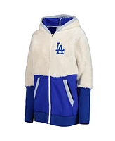 Women's G-iii 4Her by Carl Banks Oatmeal, Royal Los Angeles Dodgers Shuffle It Raglan Full-Zip Hoodie