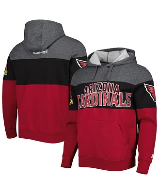 Men's Starter Heather Charcoal, Cardinal Arizona Cardinals Extreme Pullover Hoodie