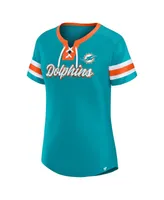 Women's Fanatics Aqua Miami Dolphins Original State Lace-Up T-shirt