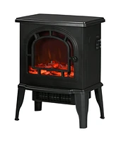 18" Electric Fireplace Stove Heater with Realistic Led Flame 1500W