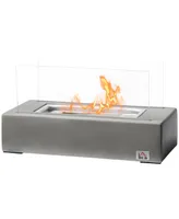 Tabletop Fireplace, 13" Concrete Alcohol Fireplace, Light Grey