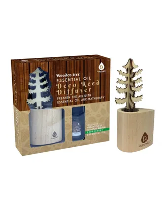 Pursonic 3D Wooden Standard Tree Reed Diffuser with Peppermint Essential Oil